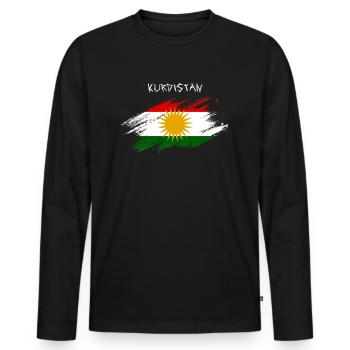KURDISTAN - Männer Premium Bio Langarmshirt - Schwarz - Vorne - Nico (187cm)