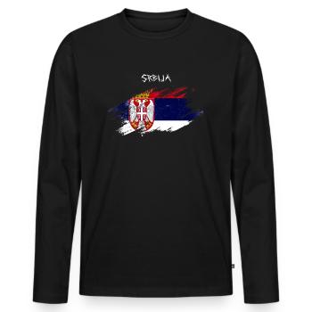 SRBIJA - T-shirt manches longues Premium bio Homme - noir - Devant - Nico (187cm)