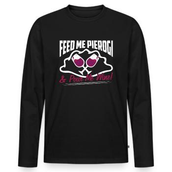 Feed Me Pierogi & Pour Me Wine Polska Food Polish - T-shirt manches longues Premium bio Homme - noir - Devant - Nico (187cm)