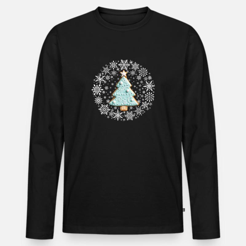 Weiße Weihnachten, Lebkuchenplätzchen White - Männer Premium Bio Langarmshirt - Schwarz