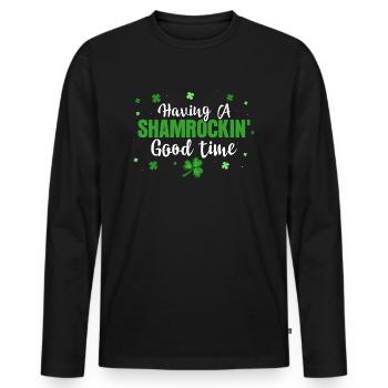 Having A Shamrockin' Good Time - Männer Premium Bio Langarmshirt - Schwarz - Vorne - Nico (187cm)