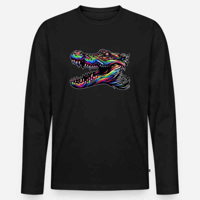 Alligator, Krokodil - Männer Premium Bio Langarmshirt - Schwarz