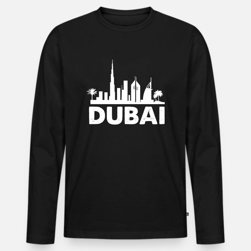 dubai skyline - Männer Premium Bio Langarmshirt - Schwarz
