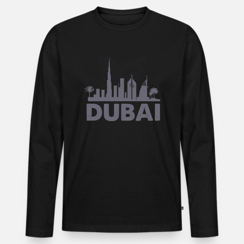 dubai skyline - Männer Premium Bio Langarmshirt - Schwarz