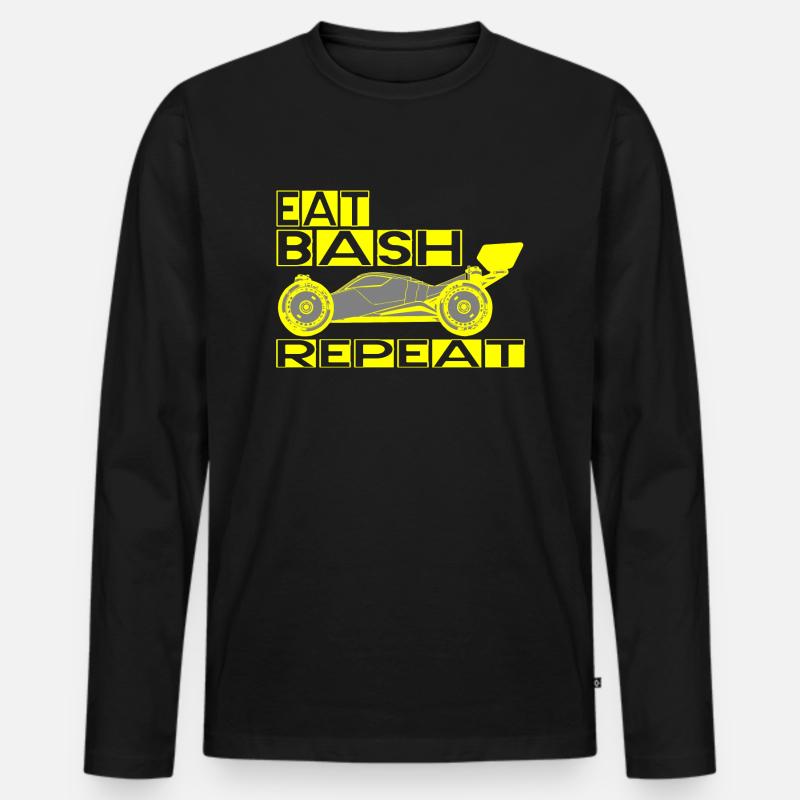 eat sleep bash repeat - Männer Premium Bio Langarmshirt - Schwarz