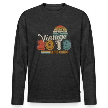 2019 - Men's Premium Organic Long Sleeve Shirt - heather anthracite - Front - Nico (187cm)
