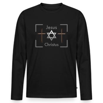 Jesus Christ Gott Messias Yeshua - Männer Premium Bio Langarmshirt - Schwarz - Vorne - Nico (187cm)