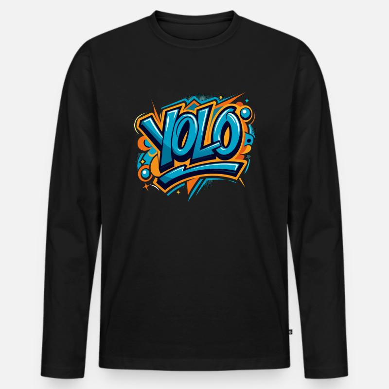 YOLO (Du lebst nur einmal) - Männer Premium Bio Langarmshirt - Schwarz
