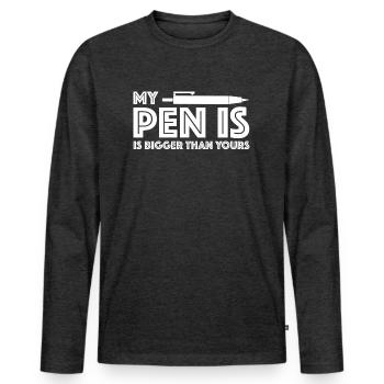 My pen is bigger than yours - Men's Premium Organic Long Sleeve Shirt - heather anthracite - Front - Nico (187cm)