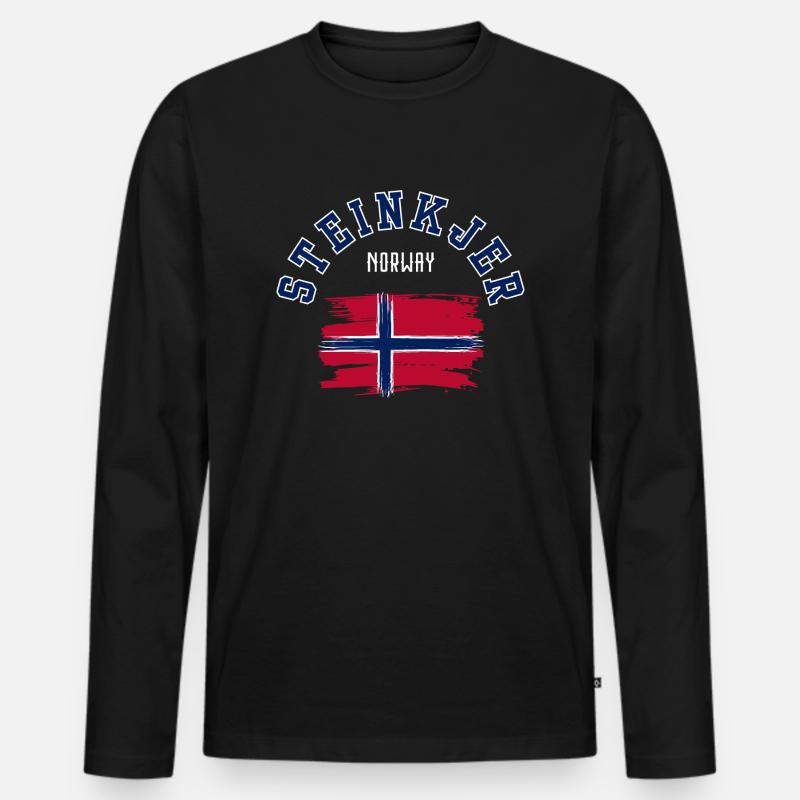 Steinkjer Norwegen - Männer Premium Bio Langarmshirt - Schwarz