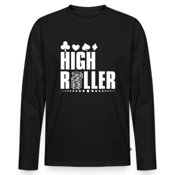 Poker High Roller Abenteuer für Enthusiasten - Männer Premium Bio Langarmshirt - Schwarz - Vorne - Nico (187cm)