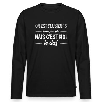 several in my head but I'm the leader - Men's Premium Organic Long Sleeve Shirt - black - Front - Nico (187cm)