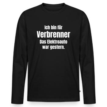 Verbrenner - Männer Premium Bio Langarmshirt - Schwarz - Vorne - Nico (187cm)