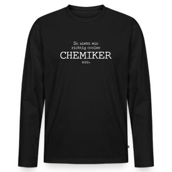 So sieht ein richtig cooler Chemiker aus. - Männer Premium Bio Langarmshirt - Schwarz - Vorne - Nico (187cm)