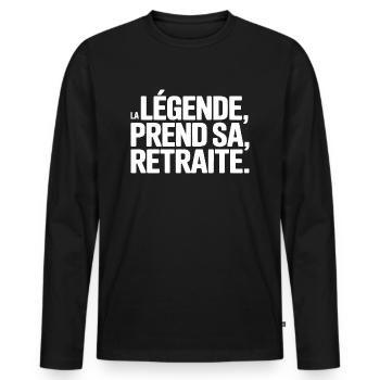 La Légende Prend Sa Retraite - T-shirt manches longues Premium bio Homme - noir - Devant - Nico (187cm)