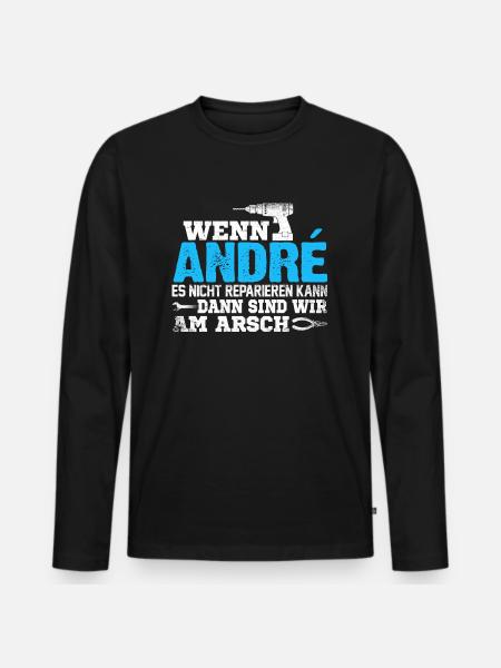 ANDRÉ - kann es reparieren - Männer Premium Bio Langarmshirt - Schwarz