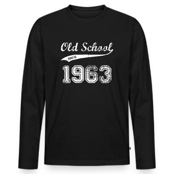 1963 - Männer Premium Bio Langarmshirt - Schwarz - Vorne - Nico (187cm)
