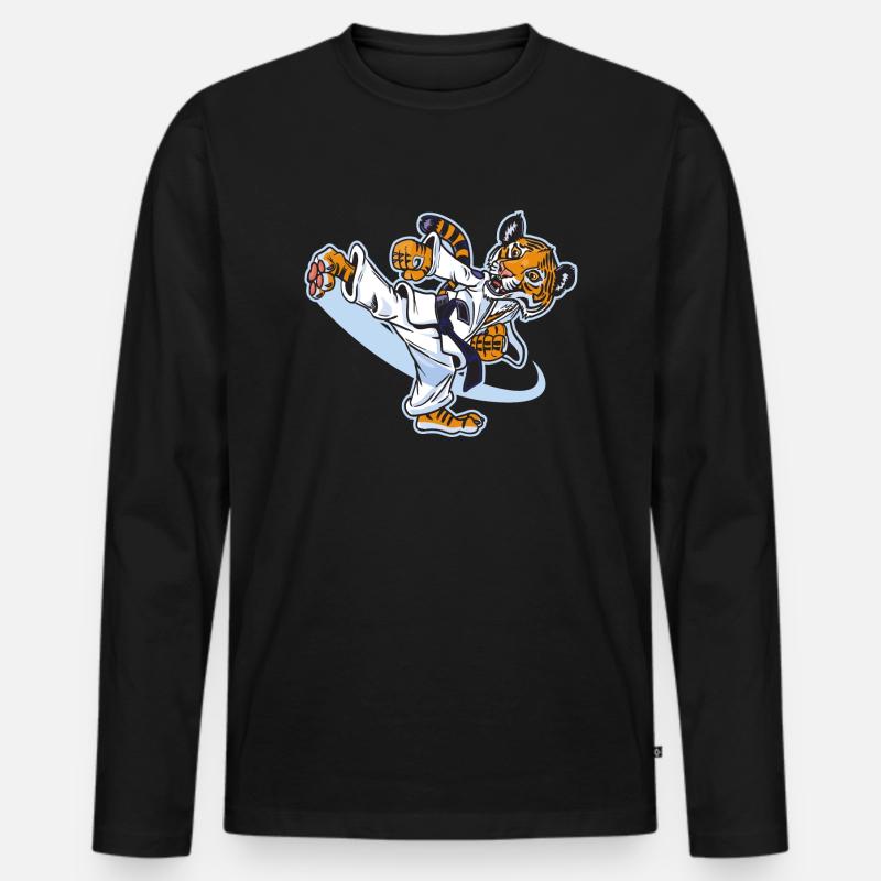 Karatetiger - Männer Premium Bio Langarmshirt - Schwarz