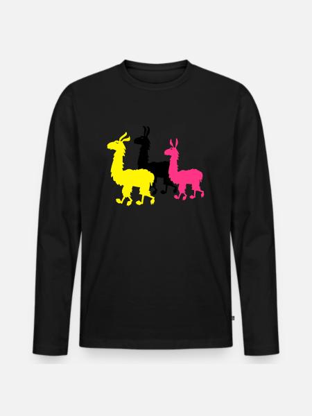 M- Lamas - Männer Premium Bio Langarmshirt - Schwarz