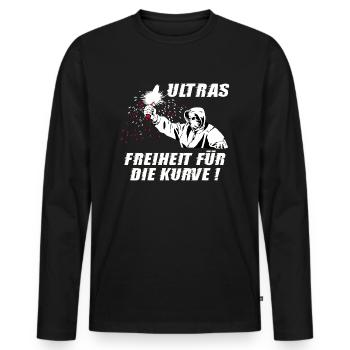Ultras freedom for the curve - Men's Premium Organic Long Sleeve Shirt - black - Front - Nico (187cm)