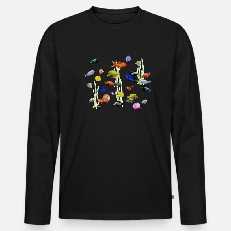 Fische - Männer Premium Bio Langarmshirt - Schwarz