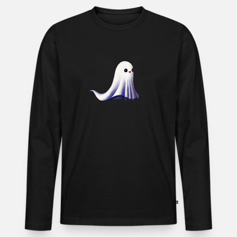 Kleiner Geist Illustration Geschenkidee - Ghost - Männer Premium Bio Langarmshirt - Schwarz