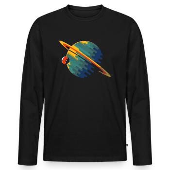 Planète Saturne - T-shirt manches longues Premium bio Homme - noir - Devant - Nico (187cm)