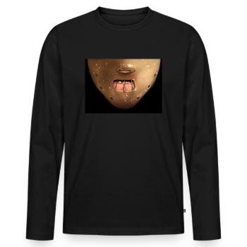 Hannibal - T-shirt manches longues Premium bio Homme - noir - Devant - Nico (187cm)