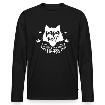 Papa Wolf weiß - Männer Premium Bio Langarmshirt - Schwarz - Vorne - Nico (187cm)