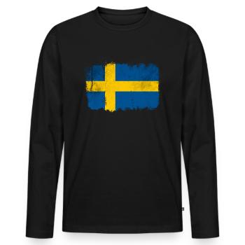 Swedish flag - Men's Premium Organic Long Sleeve Shirt - black - Front - Nico (187cm)