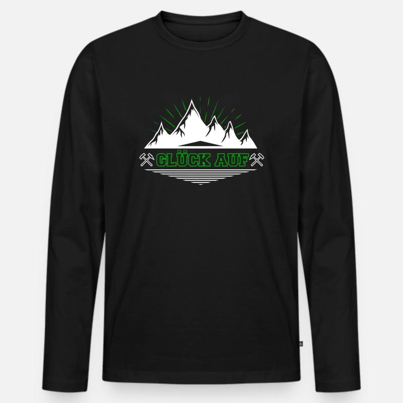 Glück auf - Männer Premium Bio Langarmshirt - Schwarz