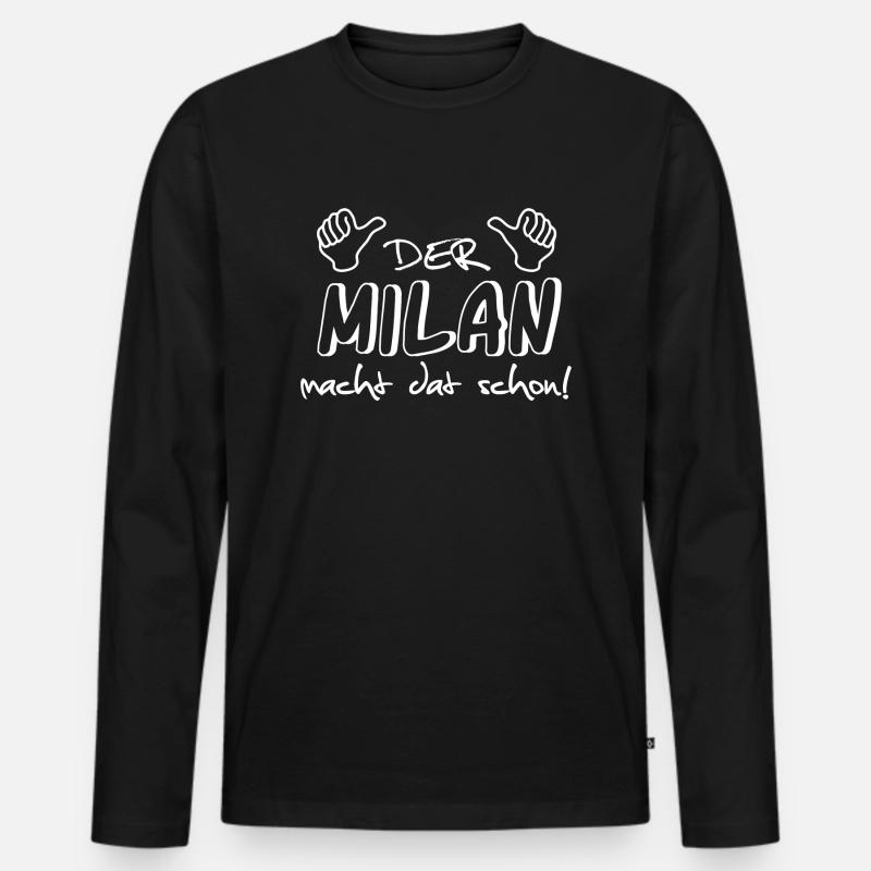 milan - Männer Premium Bio Langarmshirt - Schwarz