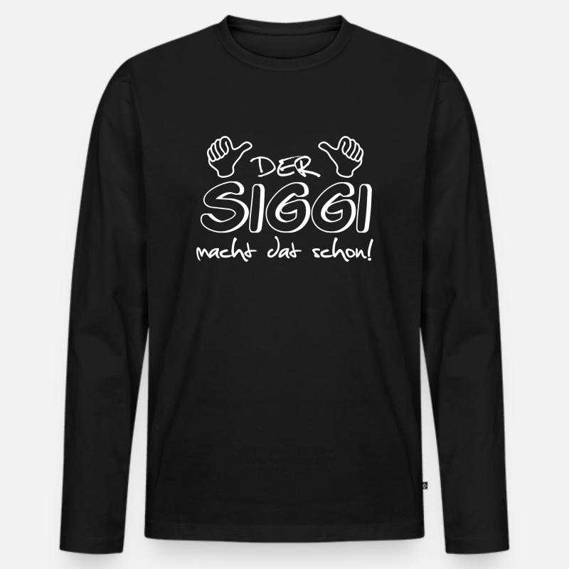 siggi - Männer Premium Bio Langarmshirt - Schwarz