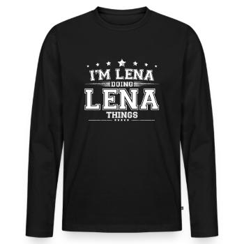 Lena - Men's Premium Organic Long Sleeve Shirt - black - Front - Nico (187cm)