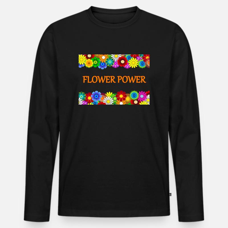 Flower Power - Männer Premium Bio Langarmshirt - Schwarz