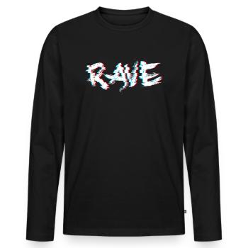Rave Glitch Trippy Techno - Männer Premium Bio Langarmshirt - Schwarz - Vorne - Nico (187cm)
