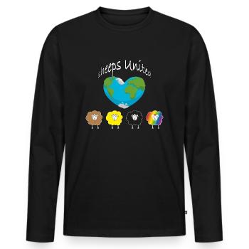 Schafe der Welt vereinigt euch! Die Welt ein Herz. - Männer Premium Bio Langarmshirt - Schwarz - Vorne - Nico (187cm)