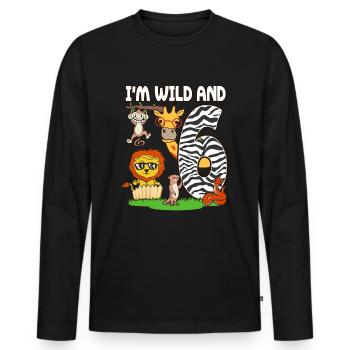 6. Geburtstag Zoo Tiere Safari 6 Jahre alt - Männer Premium Bio Langarmshirt - Schwarz - Vorne - Nico (187cm)