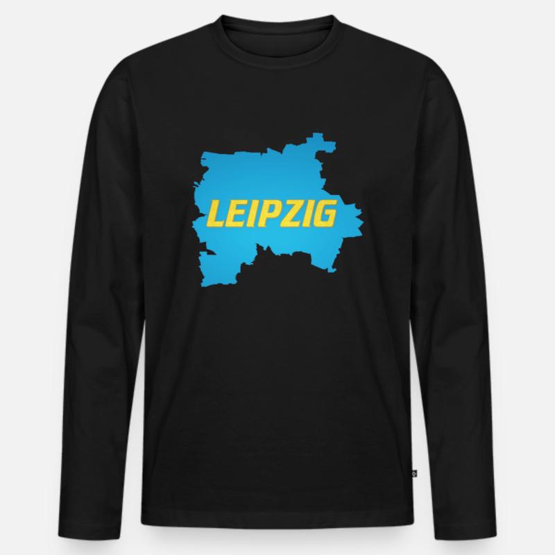 LEIPZIG - Männer Premium Bio Langarmshirt - Schwarz