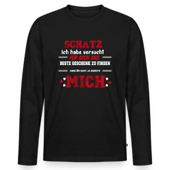 Schatz ich habe versucht das perfekte Geschenk für - Männer Premium Bio Langarmshirt - Schwarz - Vorne - Nico (187cm)