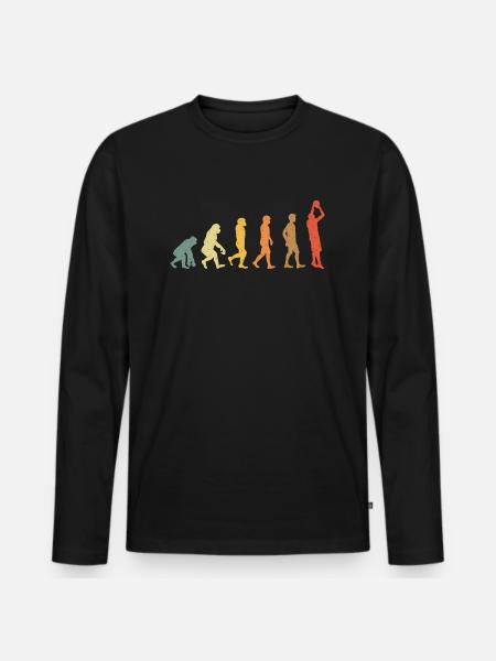 Basketball evolution vintage retro - Männer Premium Bio Langarmshirt - Schwarz