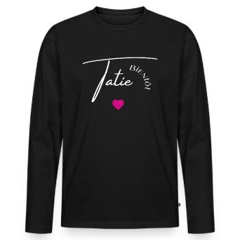 Bientôt tatie - T-shirt manches longues Premium bio Homme - noir - Devant - Nico (187cm)