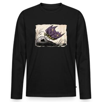 Friedolin Finsterfalter ~ Kritzeltoon #04 - Männer Premium Bio Langarmshirt - Schwarz - Vorne - Nico (187cm)