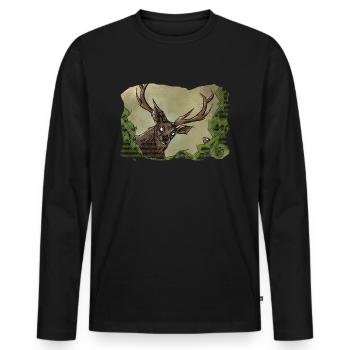 Harry Hirsch ~ Kritzeltoon #08 - Männer Premium Bio Langarmshirt - Schwarz - Vorne - Nico (187cm)