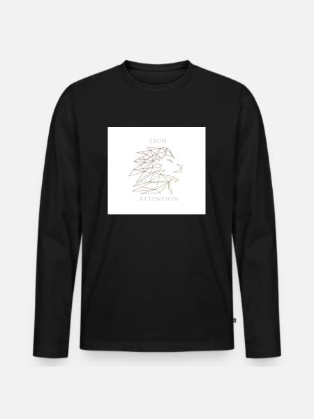 LION ATTENTION Classic Edition - Männer Premium Bio Langarmshirt - Schwarz