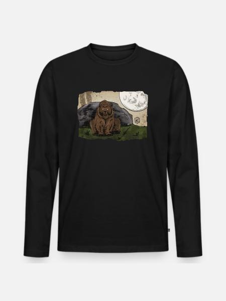 Bärtram Bär ~ Kritzeltoon #22 - Männer Premium Bio Langarmshirt - Schwarz