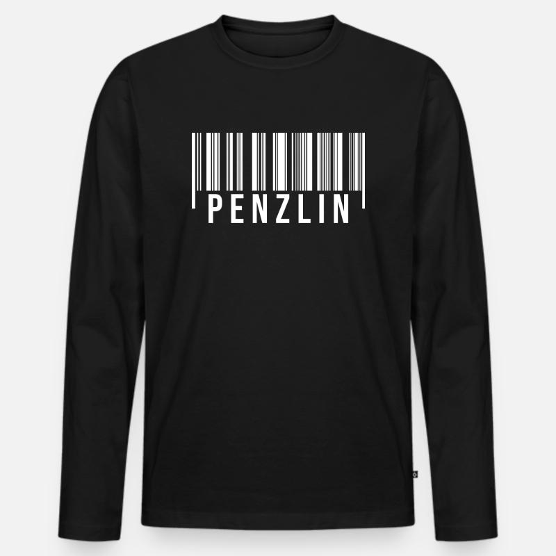 Penzlin Strichcode - Männer Premium Bio Langarmshirt - Schwarz