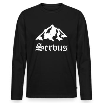 Servus Berg Berge Spruch - Männer Premium Bio Langarmshirt - Schwarz - Vorne - Nico (187cm)