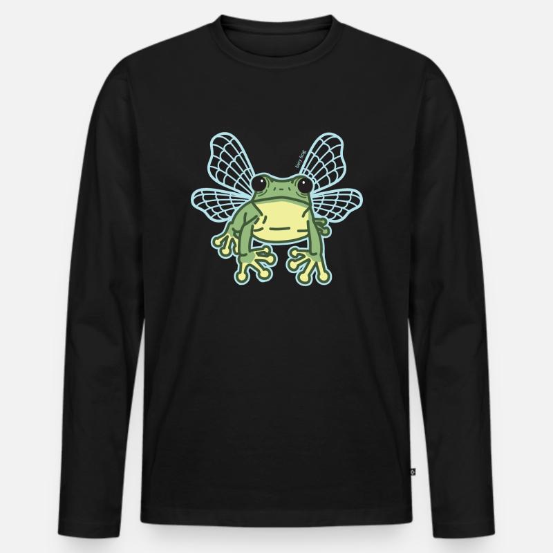 Feen-Frosch - Männer Premium Bio Langarmshirt - Schwarz