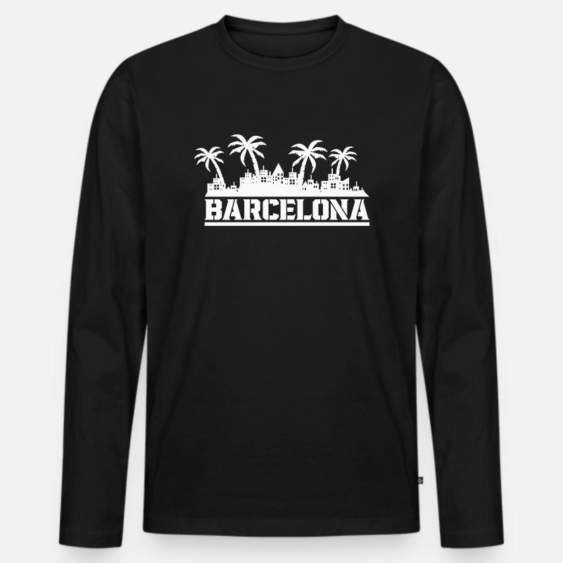 barcelona skyline - Männer Premium Bio Langarmshirt - Schwarz